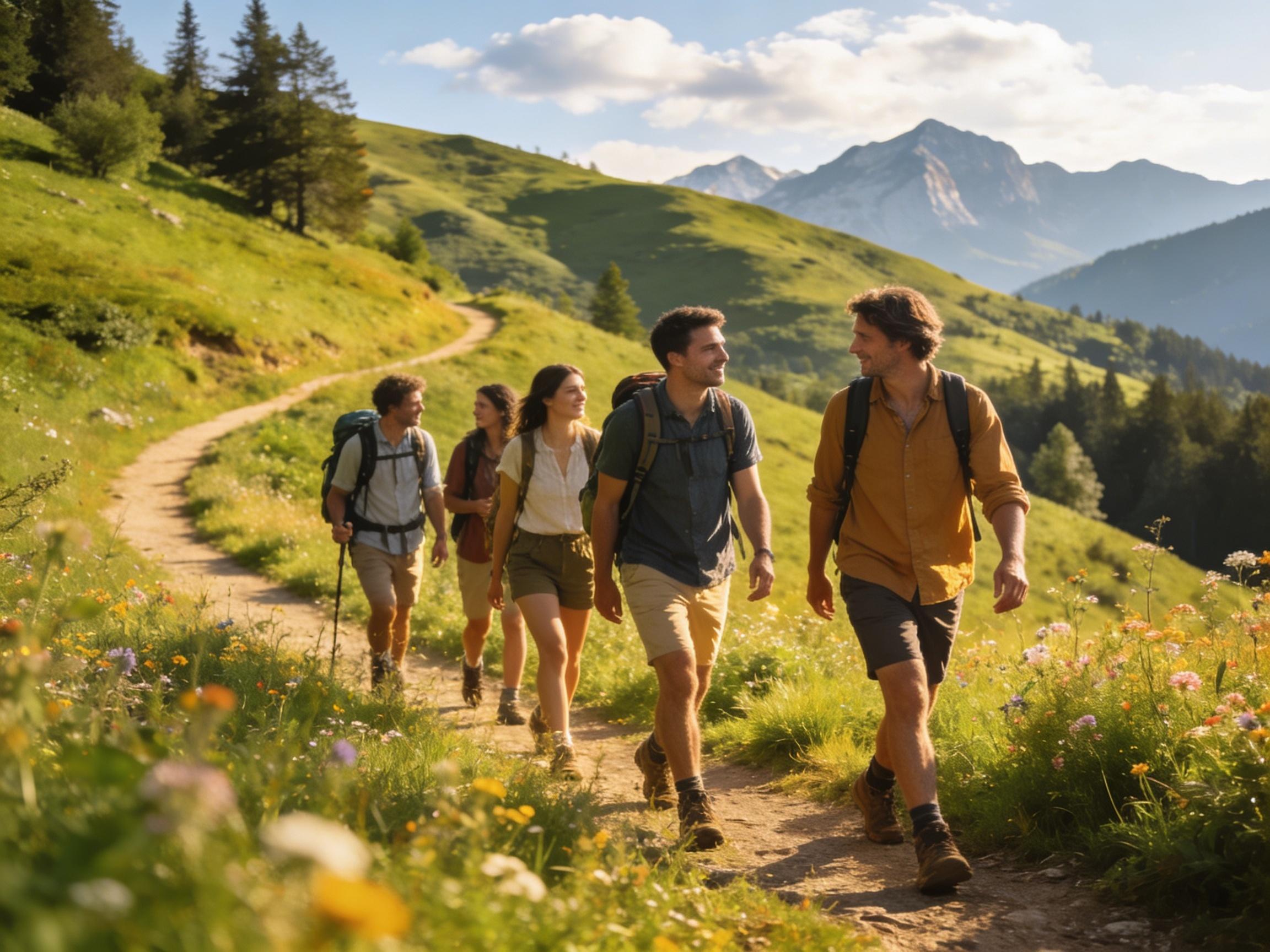 Groupe de randonneurs en pleine nature